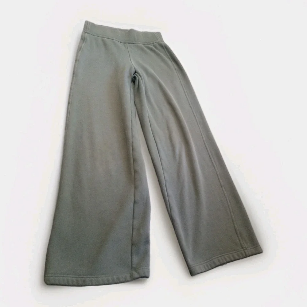 Lands End Serious Sweats Wide Leg Womens Size XS Green Athleisure Lounge